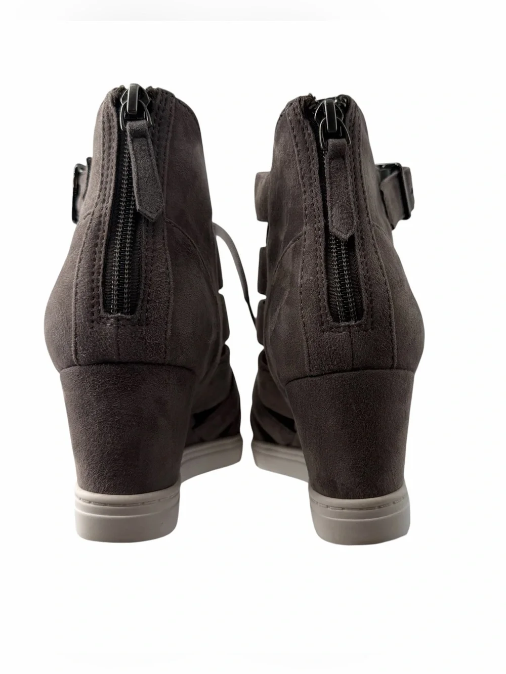 Paolo Grey Suede Wedge Cutout Sneakers Edgy Streetwear Urban Sporty Chic Sz 8.5